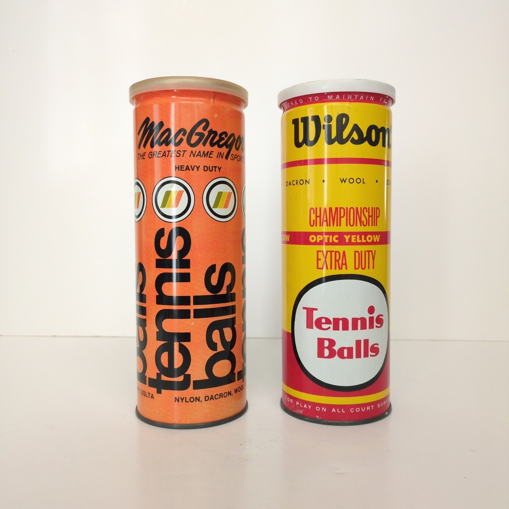 MacGregor Wilson Vintage Tennis Ball Cans Orange Yellow Retro Decor Set of 2 OS